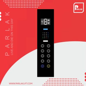 پنل یک متری تمام لمسی گلس پایه 5 توقف داخل کابین آسانسور پارلاک با امکانات سفارشی